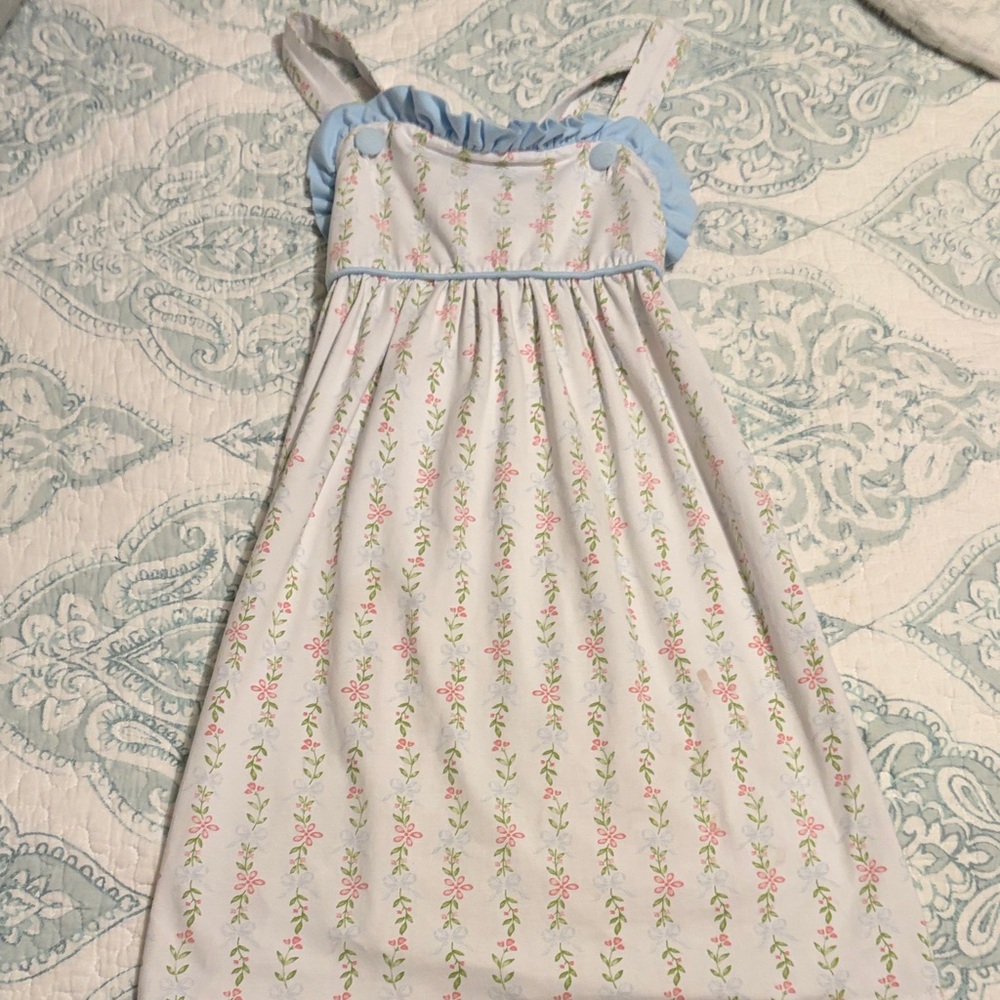 Jellybean by Smock Candy Floral Dress with Pink and Green, Blue bows
